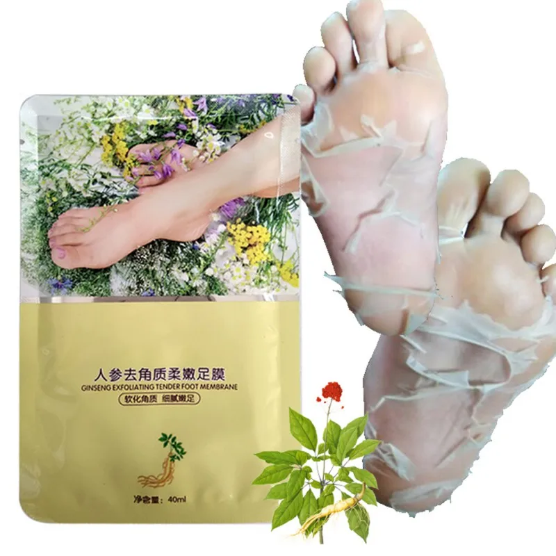 

1 Pair Peel Feet Exfoliating Foot Masks Ginseng Extract Hard Dead Skin Remover Feet Mask Skin Care
