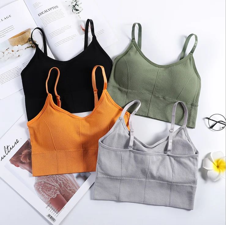Beautiful back shoulder strap short chest wrap tube top ladies seamless solid color anti-glare bra underwear | Женская одежда