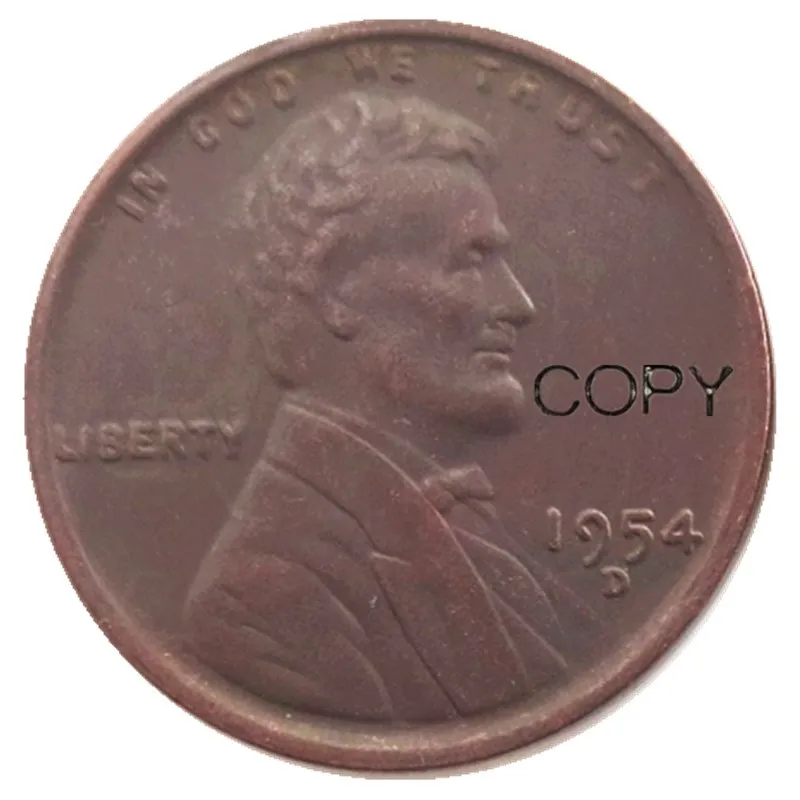 США один цент 1954 P/D/S копия монет - Color: 1954D