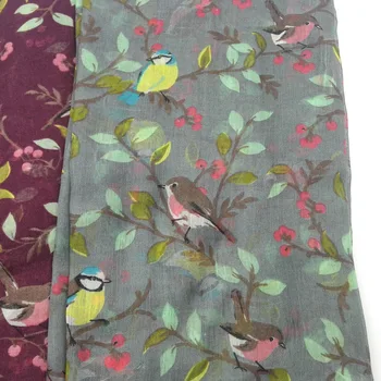 

2019 Women Viscose Scarf Lovely Animal Bird On Tree Pattern Shawl Print Voile Wrap Newborn Scarves Autumn Winter Hijab Sjaal