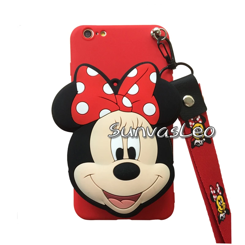 Red Minnie Mouse Для huawei P9 P10 P10 Plus P20 P30 P30 Lite Pro Мягкий силиконовый чехол-кошелек с объемным изображением животных из мультфильма чехол-кошелек с цепочкой - Цвет: Red Minnie Mouse