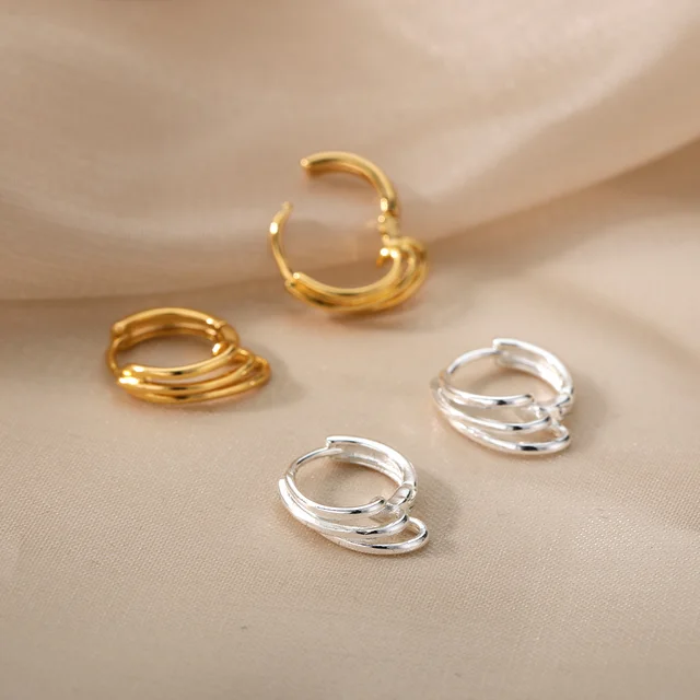 Aesthetic Stainless Steel Hoop Earrings For Women Gold Minimalist Heart Snake Flower Zircon Earring Korean Fashion Jewelry 2022 E2029-2