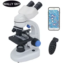 2000X Binoculare Microscopio Illuminato A LED Microscopio Biologico Studente Educativi Scienza Esperimento con Smartphone Clip