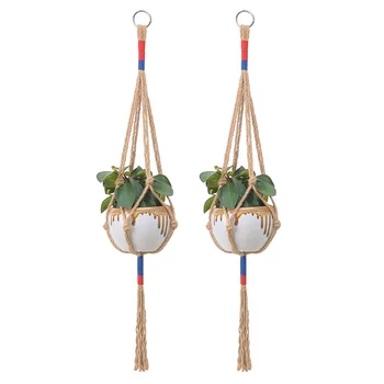

4 Legs Plant Pot Hanger Jute Hanging Rope 90cm Handmade Basket Home Decor