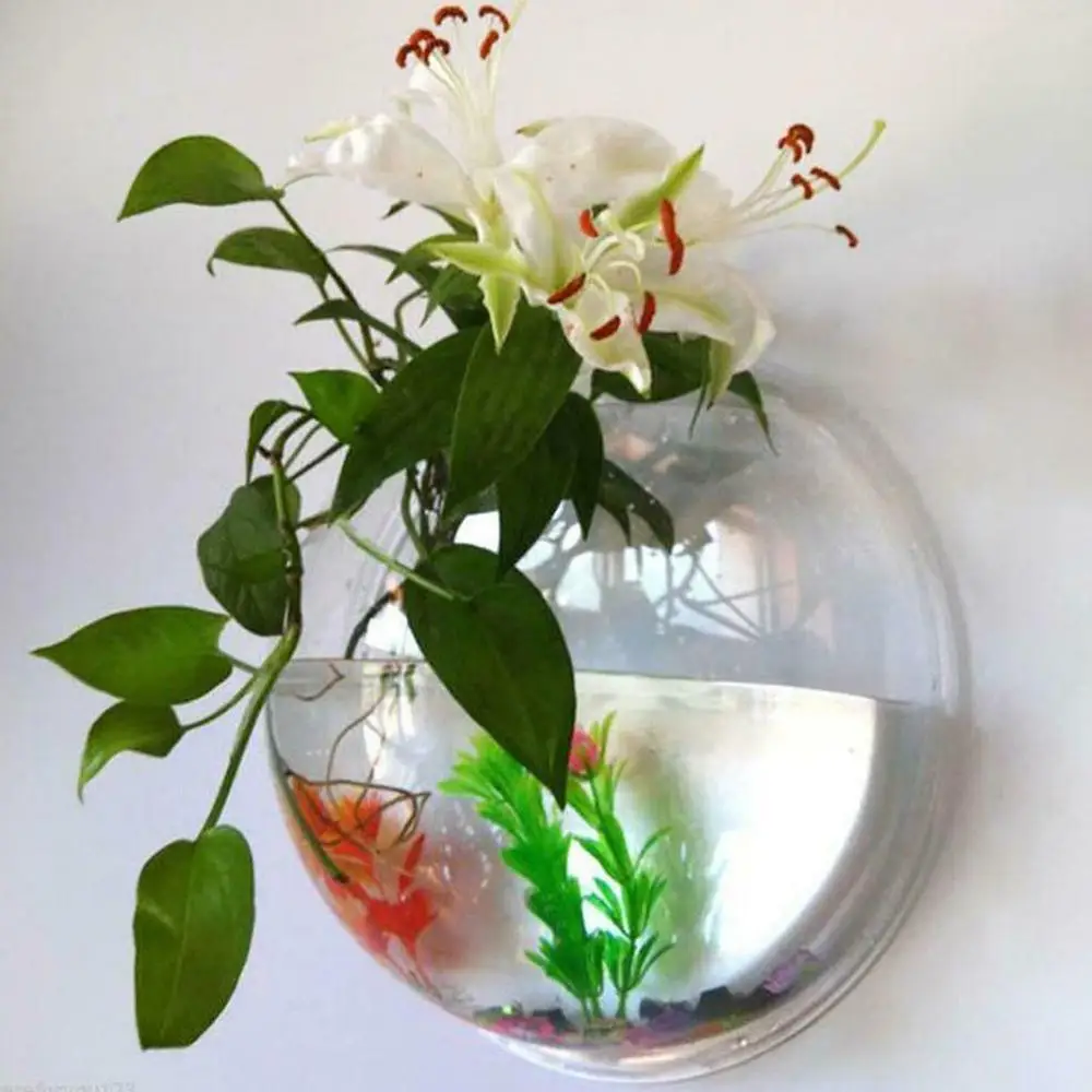 

8CM Semicircular Glass Vase Wall Hanging Hydroponic Terrarium Fish Tanks Potted Wedding Home Decor Plant Flower Pot