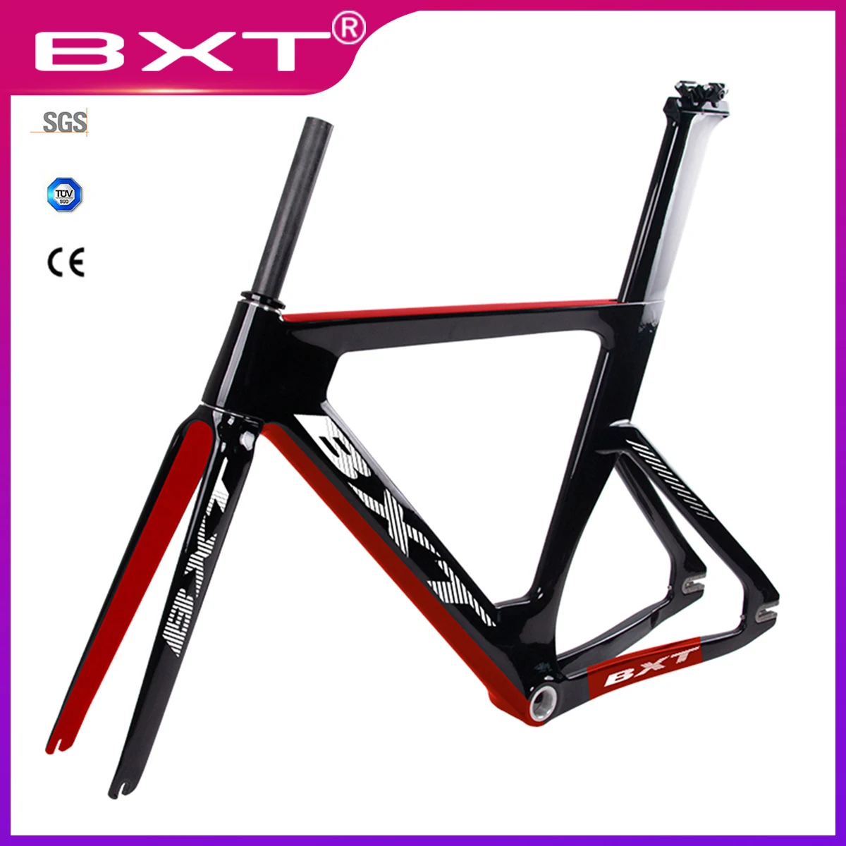 US $720.00 BXT full carbon track frame road  frames fixed gear bike frameset with fork seat post 495154cm carbon Bicycle Parts Frameset