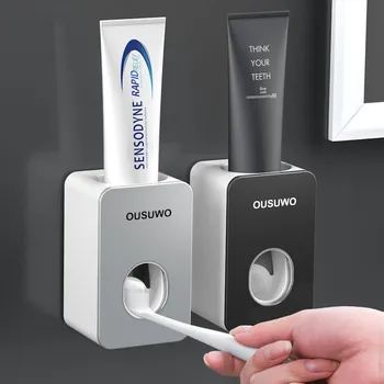 

2020 Automatic Toothpaste Dispenser Dust-proof Toothbrush Holder Wall Mount Stand Bathroom Accessories Set Toothpaste Squeezers