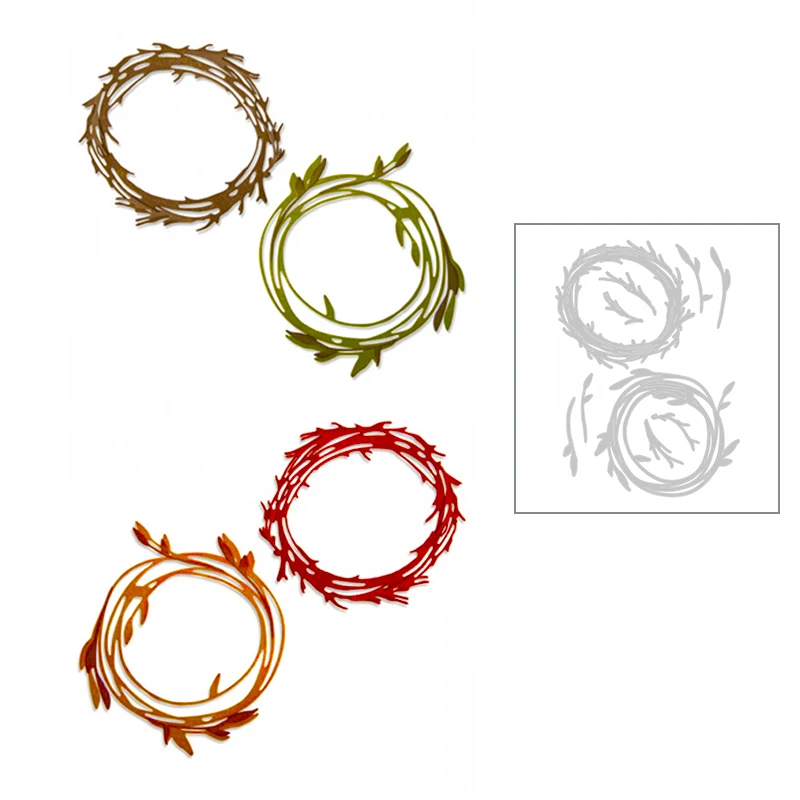 

2020 Hot Plant Laurel Peace Leaf Circle Wreath New Die Cuts Metal Cutting Dies Scrapbooking and Foil Card Making For no stamps