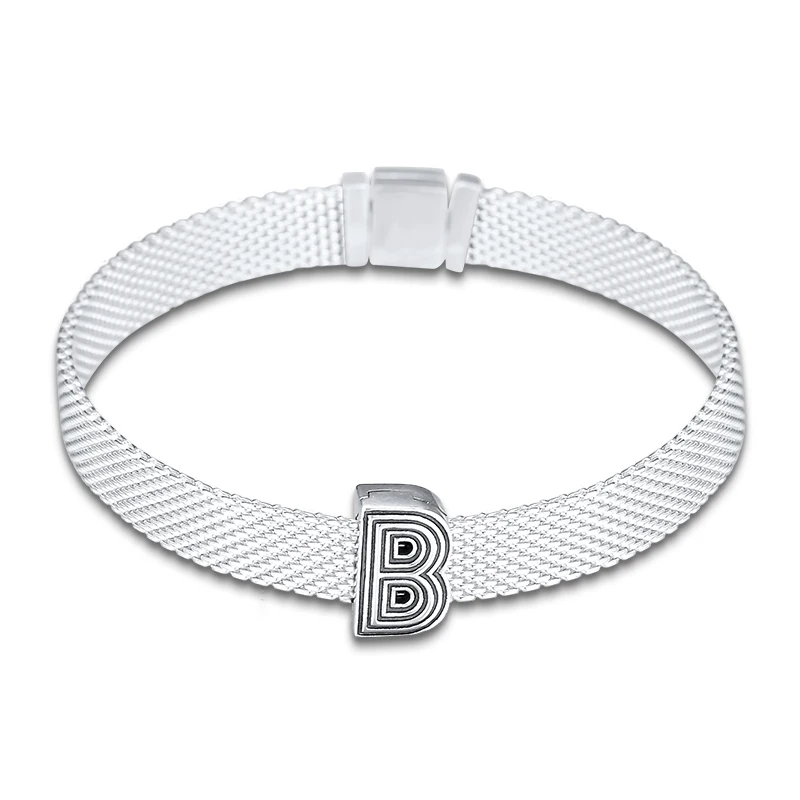DIY Подходит для Pandora шармы браслеты Буквы B клип бусины стерлингового серебра 925-ювелирные изделия