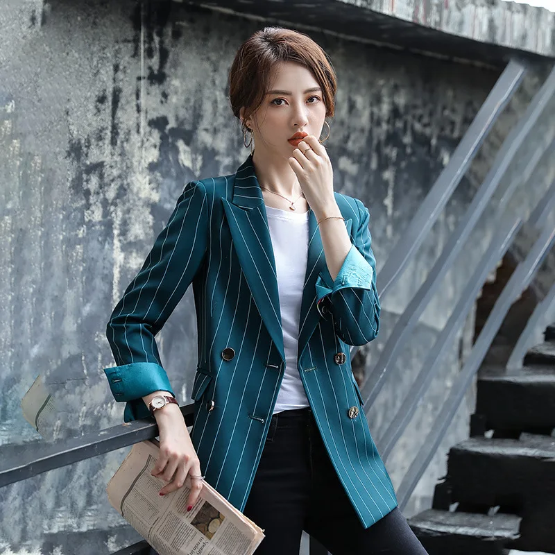 Short Striped Blazers Women Jacket 