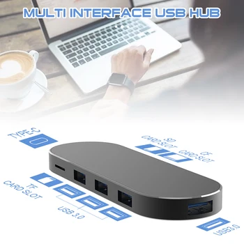 

7-in-1 Type-C USB Hub Multi USB 3.0 HUB adapta for HDMI Dock, MacBook Pro, Huawei Mate 30 USB SD/TF/CF Card Reader