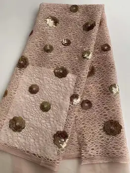 

5 yards Soft hand cut Elegant African french lace fabric Shiny wedding Nigeria Ghana celebration dress with sequins good choice