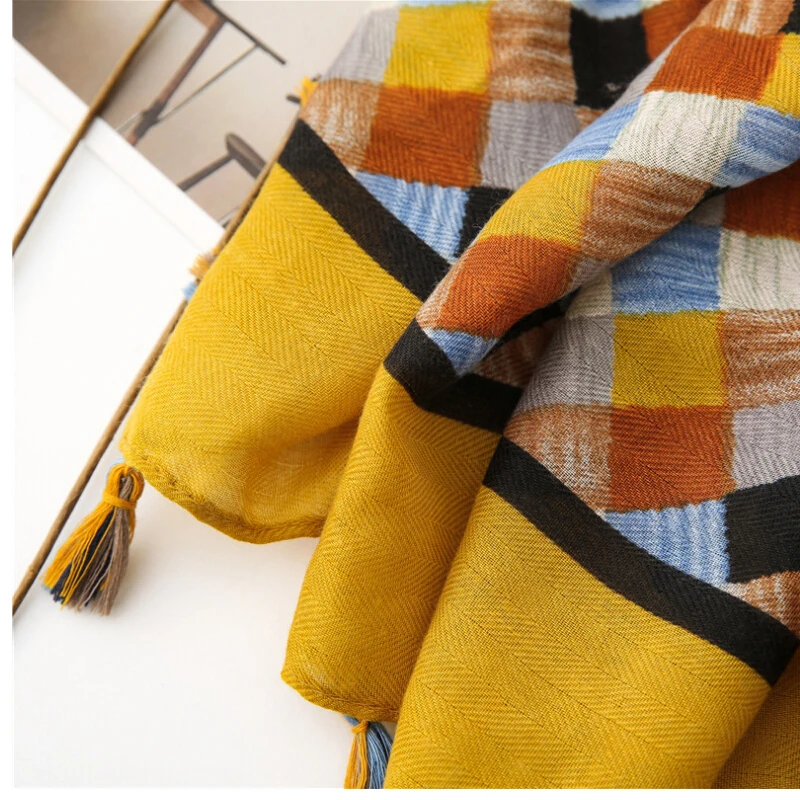 Fashion Women grid Scarf Long size 180x90cm Cotton scarves Winter Lady Scarves Soft Shawl Wrap Scarf Elegant for Christmas  (32)