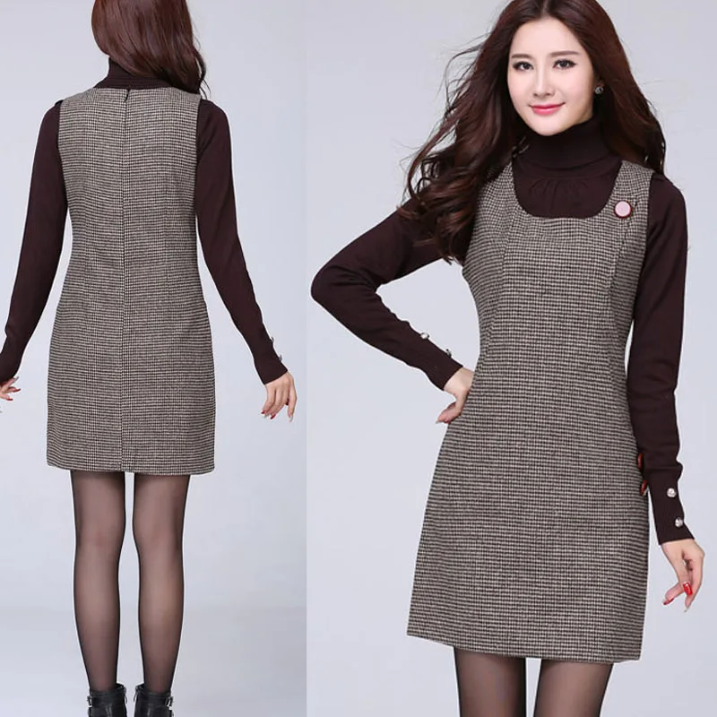 Vestidos de lana calientes para mujer 2025 primavera Otoño