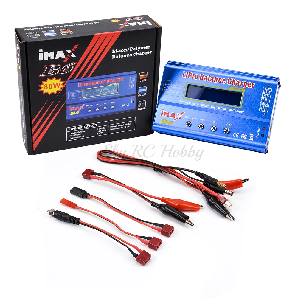 IMAX B6 80 Вт Мощность ЖК-экран цифровой RC Lipo NiMh батарея баланс зарядное устройство+ B6 AC Lipo зарядки 2-6S XT60/T разъем адаптера