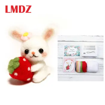 

LMDZ 1Pcs Doll Wool Felt Craft Kitting DIY Cute Animal Rabbit Wool Felting Package Non-Finished Handmade Pets Toy Doll DIY Pack