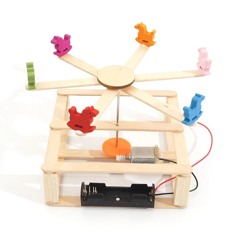 

Montessori Toys For Children Educational Science Experiment Technology Toy Set DIY Carousel Model Puzzle Painted Kids Toys