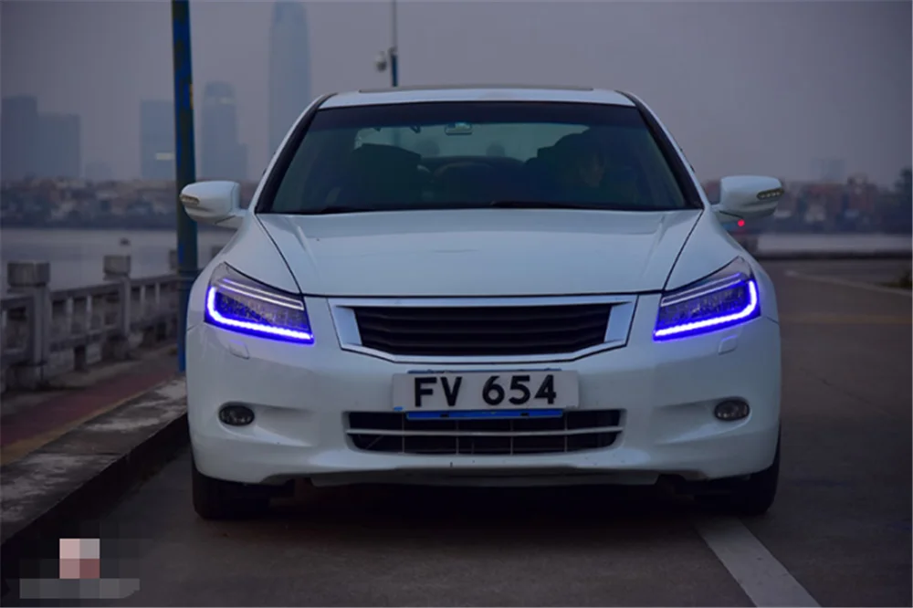 Пара для Honda Accord головной светильник s 2008-2012 Accord светодиодный головной фонарь все светодиодный светильник источник дневные ходовые огни динамический поворот