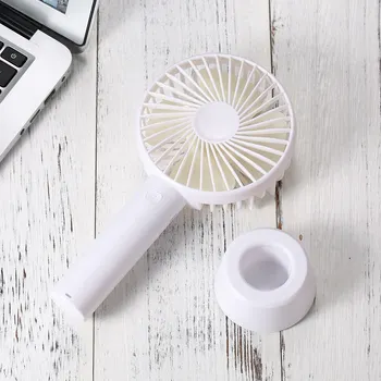 

Portable Mini Handheld Fan with Stand Cradle USB Wind Blower 3 Speed Setting for Indoor and Outdoor Activities White