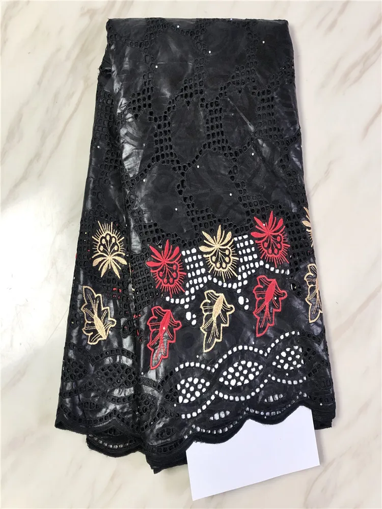New Fashion BLACK African Bazin Lace Fabric Embroidery Nigerian Riche With Hole And Stones For Sewing FP720 | Дом и сад