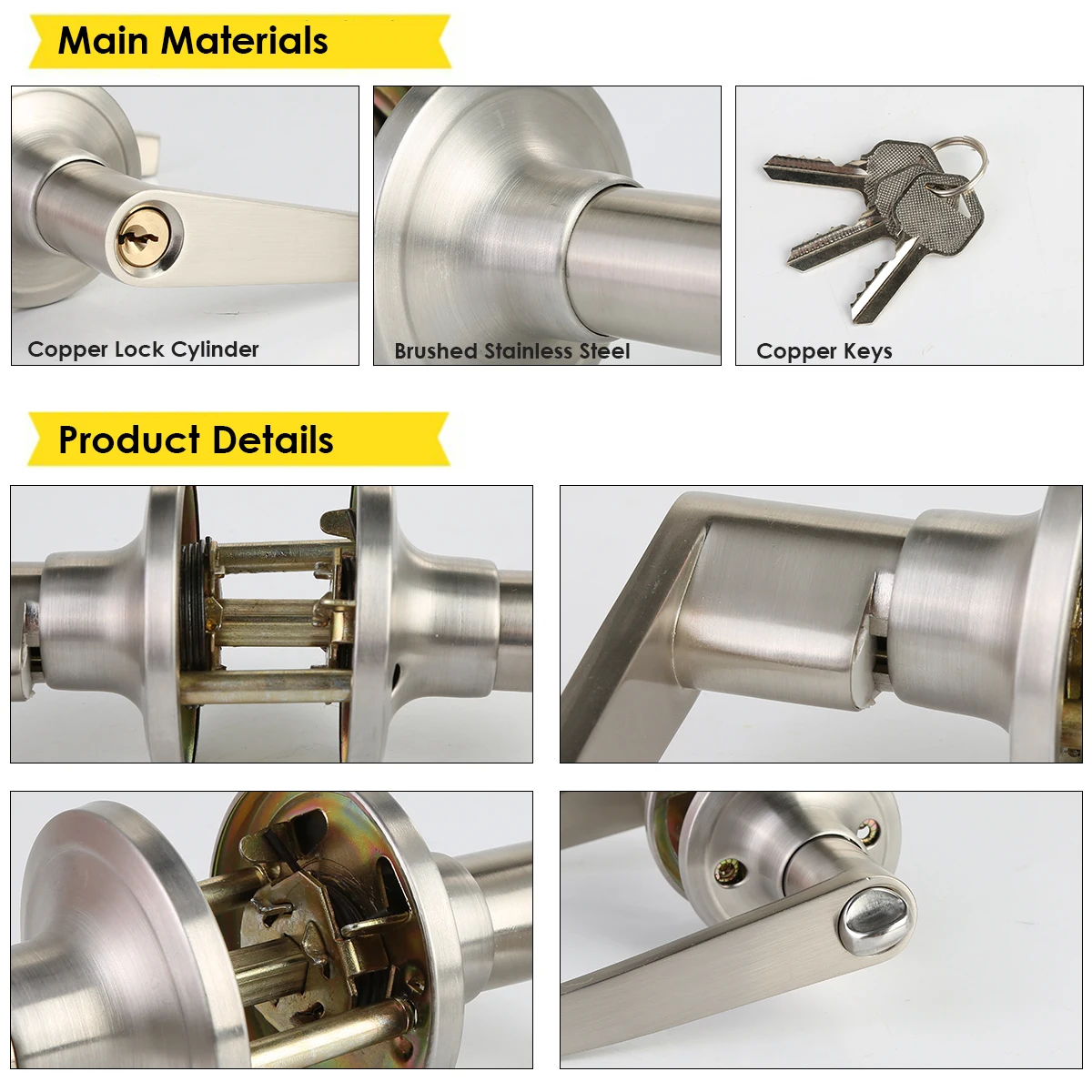 Entry Lever Door Handle With Lock Keyed Entry Door Lock With 3 Keys Hardware With Deadbolt Home Locks Dead Entry Nickel Lock