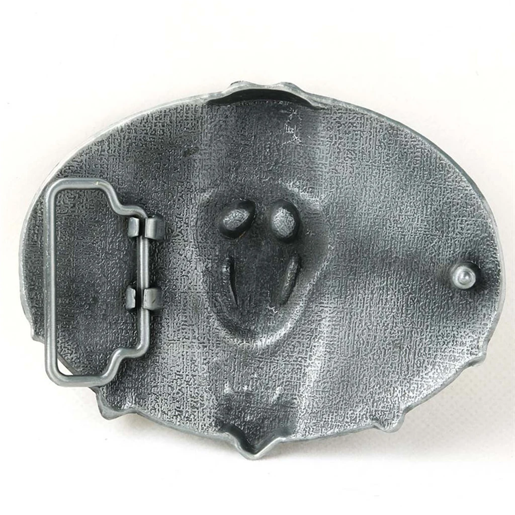 Gothic Skeleton Ghost Head Halloween Hip Hop Cowboy Biker Belt Buckle Blue