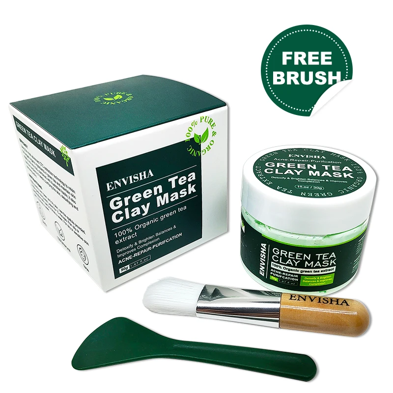 ENVISHA Green Tea Turmeric Pink Clay Facial Mask Cleansing Anti Acne Organic Oil Control Beauty Skin Care Moisturizing Whitening