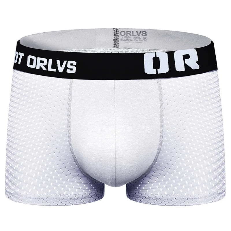 ORLVS Брендовое Мужское нижнее белье мужские боксеры cueca tanga дышащие Ropa Interior Hombre мужские боксеры шорты быстросохнущая сетка calzoncillo мужские - Цвет: OR207-white