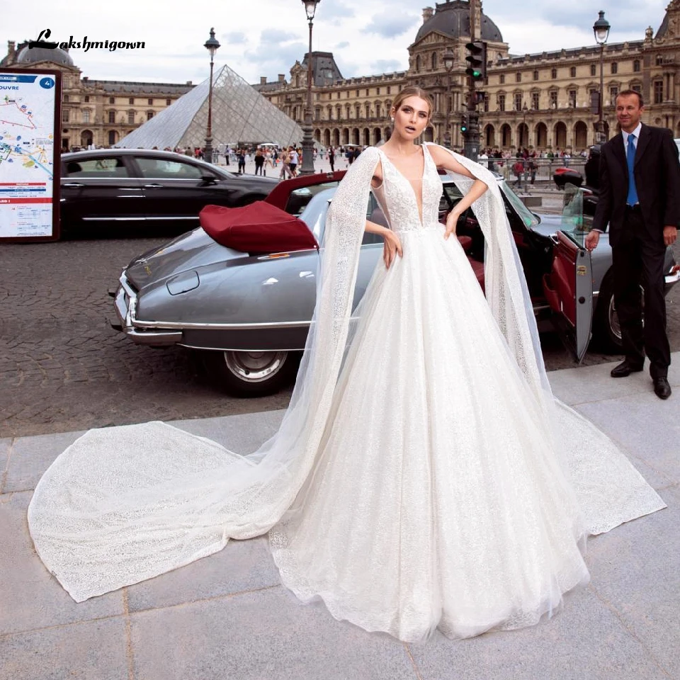 Lakshmigown африканские блестящие цвета слоновой кости свадебные платья из фатина 2020