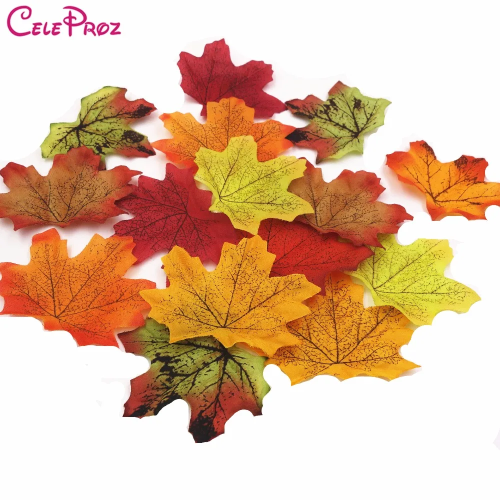 50/100Pieces Artificial Silk Maple Leaves Fabric Tree Leaf DIY Wedding Birthday Event Party Decor