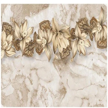 

European retro white marble pattern flower wallpapers background wall 3d murals wallpaper for living room