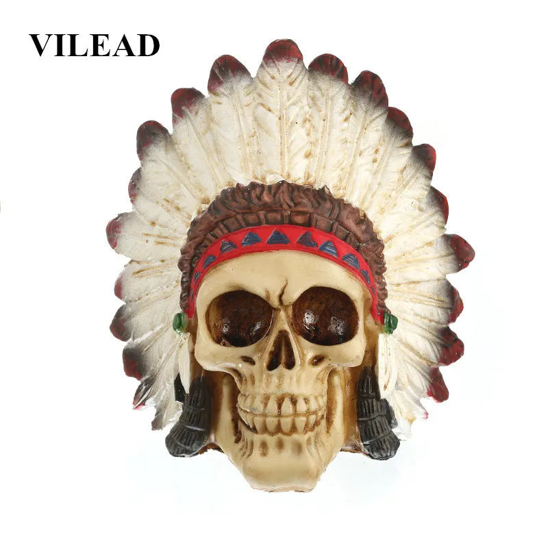 VILEAD индийский череп фигурки изделия из смолы животное Череп реквизит бар Хэллоуин украшение счетчик Домашняя Декоративная скульптура подарки