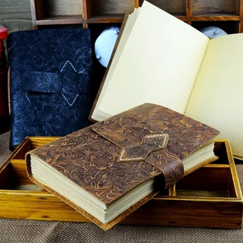 

Vintage Handmade Leather Diary Notebook Sketch Travel Diary Blank Writing Paper Notebook Gift Stationery