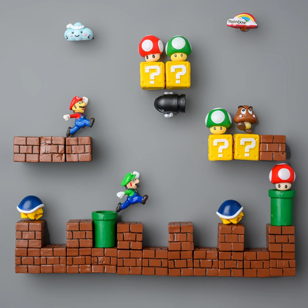 Imán magnético decorativo de Super Mario para nevera, imán para nevera, bonito