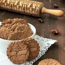 Рождество дерево тиснение Скалка выпечки печенье лапша печенье Рождество выгравированы ролик олень; Снежинка