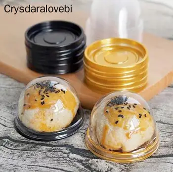 

100pcs Clear PVC Transparent Cupcake Box round Wedding Gift Box With Base Inside Wedding Party Gift Box And food Packaging