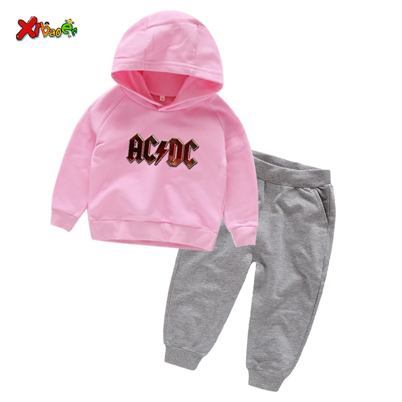 Комплект одежды для детей, детские комплекты ACDC детские толстовки с капюшоном из хлопка ACDC Одежда для мальчиков спортивный костюм 6 лет, детская одежда из хлопка для мальчиков и девочек