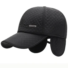 HT2623 Мужская шапочка из спандекса Осень Wnter Толстая теплая папа кепка мужская 6 панелей бейсбольные шапки с ушным клапаном Регулируемая Ушная крышка Мужская бейсболка