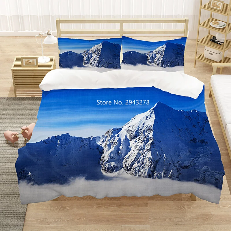 Snow Mountain Scenic 3D Bedding Set Printed Home Textile Quilt Cover