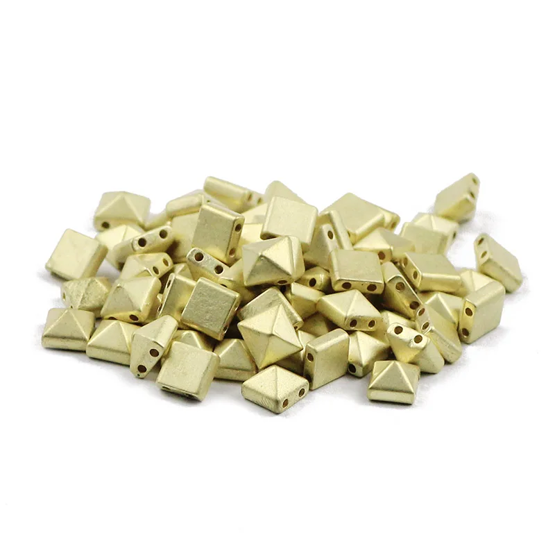 WLYeeS 68Pcs Matte 6mm SquarePyramid Hematite beads polish Two-holes Spacer Loose bead for Diy Bracelet Jewelry Making Finding