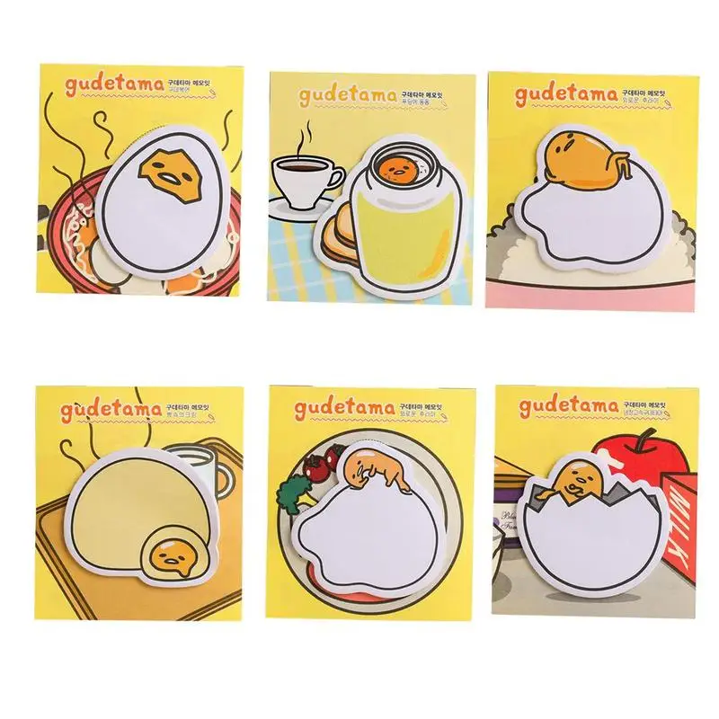 6 упак./лот Новое поступление Gudetama Lazy Egg мини Memo поставить Закладка для книги Pad Papelaria Примечания пост Escolar этикетки школьная K5T9