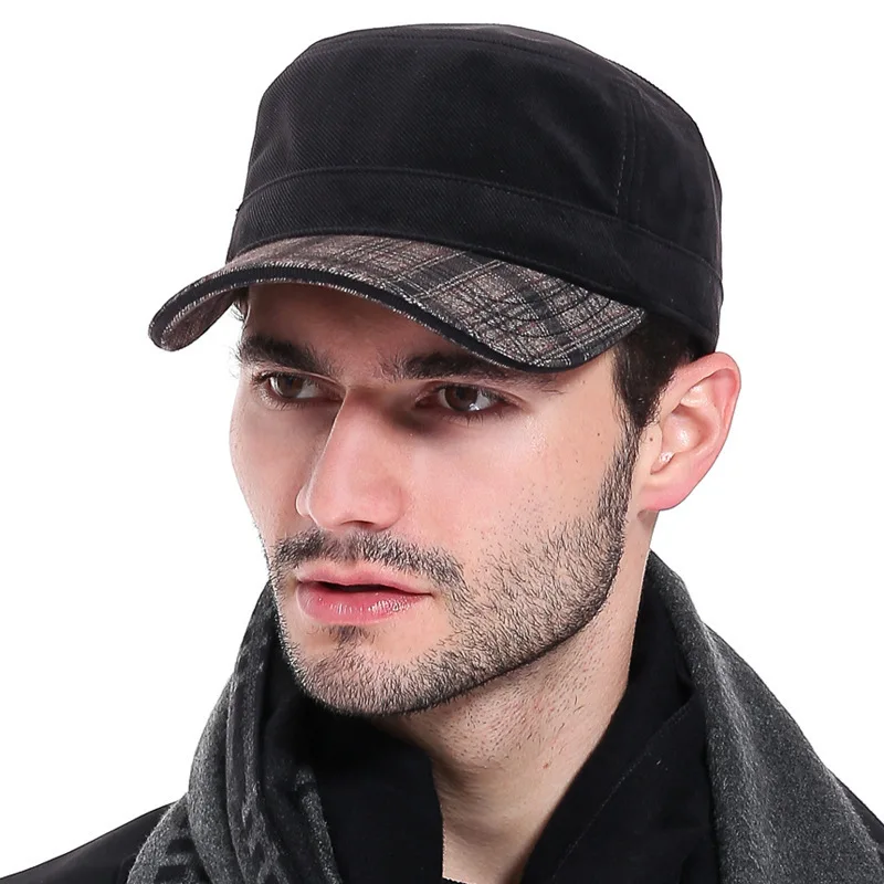 Мужские зимние шапки теплая бархатная плоская армейская Кепка мужская уличная