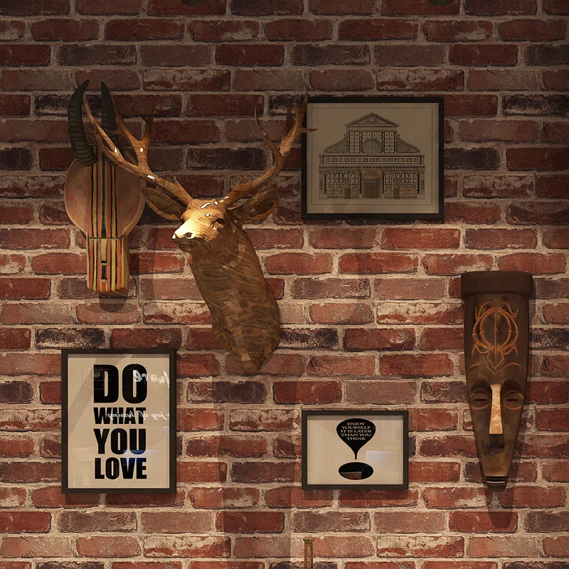 

Retro Cool Hair Salon Brick Pattern Brick Wallpaper Chinese Style 3D Restaurant Hair Dressing Hairdressing Clothing Store Wallpa