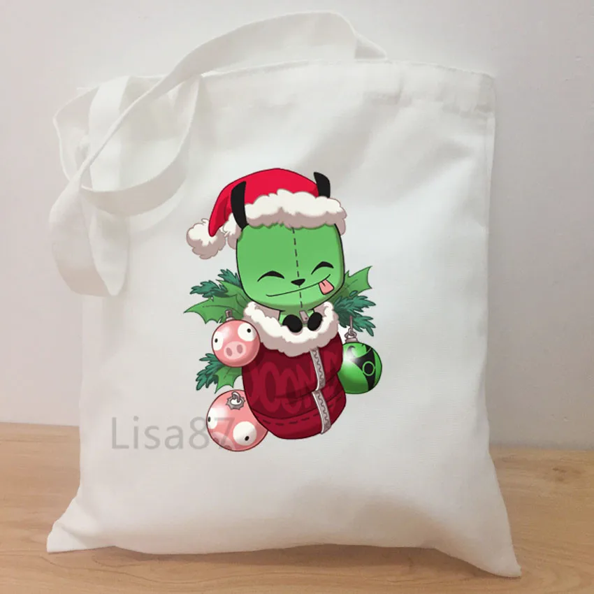 Merry Christmas Casual shoulder shopping bag Toothless print girls hand bag women Tote Bag For Women Tumblr Shopper Bags - Цвет: C1