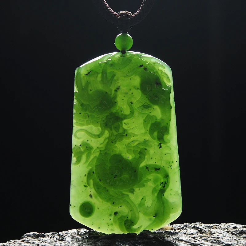 Натуральный jade Jasper шпинат зеленый Зодиак Дракон квадратный брендовый кулон подлинный и Тянь юлун брендовый кулон распределения