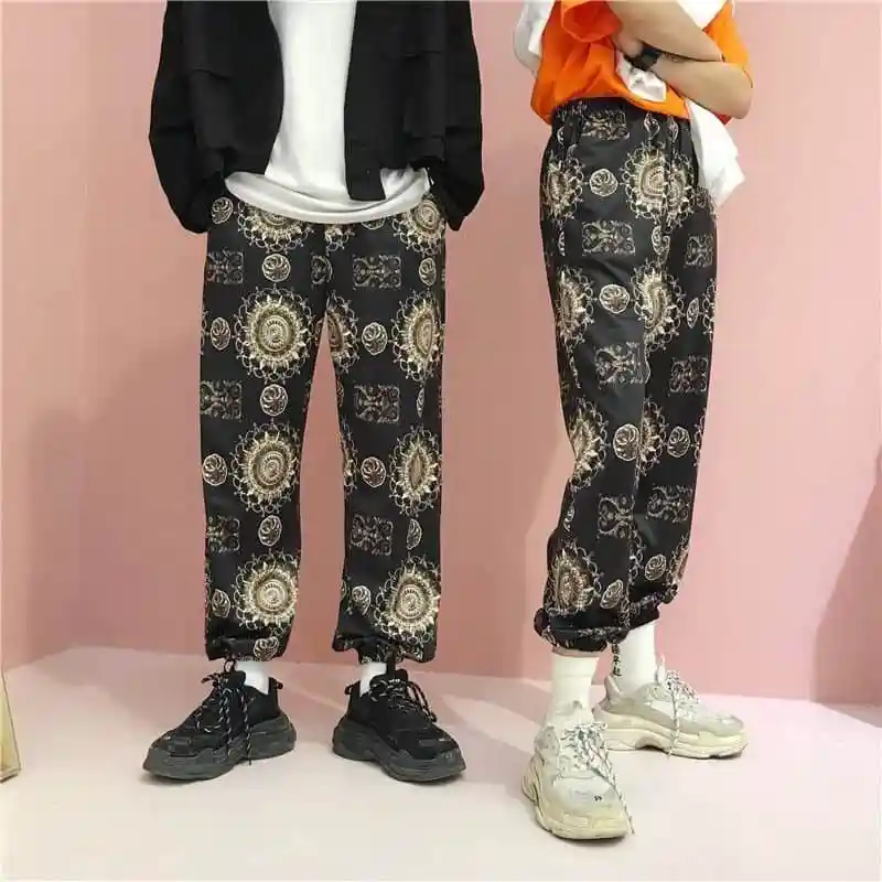 NiceMix женская одежда винтажный принт ulzzang harajuku шаровары женские свободные BF повседневные новые осенние хипстерские Корейская уличная одежда