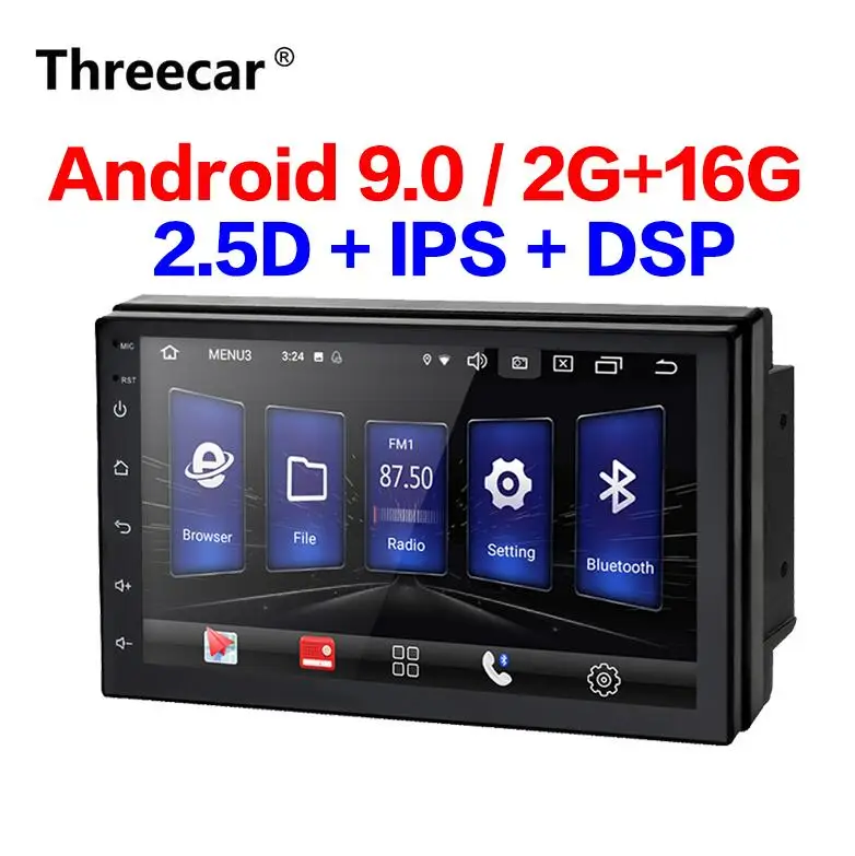 2 Din автомобильное радио Android 9,0 2G+ 16G универсальная gps-навигация Bluetooth Сенсорный экран Wifi DSP автомобильный аудио стерео FM USB ips DSP mp5 - Цвет: car radio