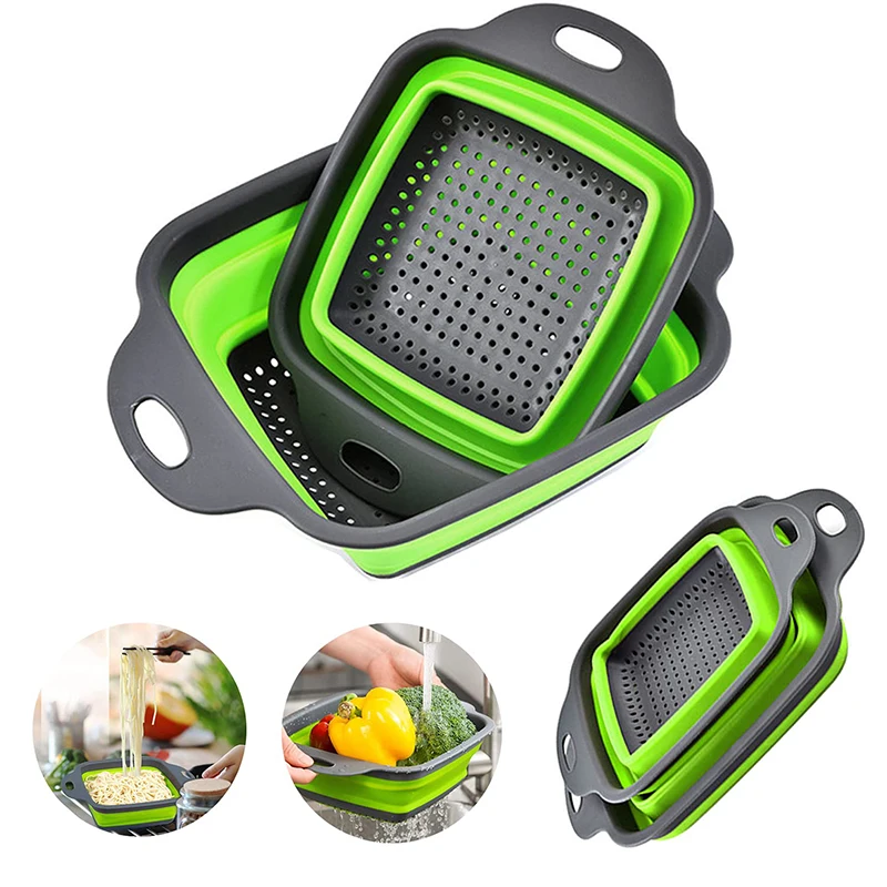 Silicone Folding Drain Basket Colander Collapsible Drainer Fruit