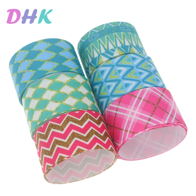 

DHK 1.5'' 5yards pattern plaid Printed Grosgrain Ribbon Accessory Hairbow Headwear Decoration DIY Wholesale 38mm C1701