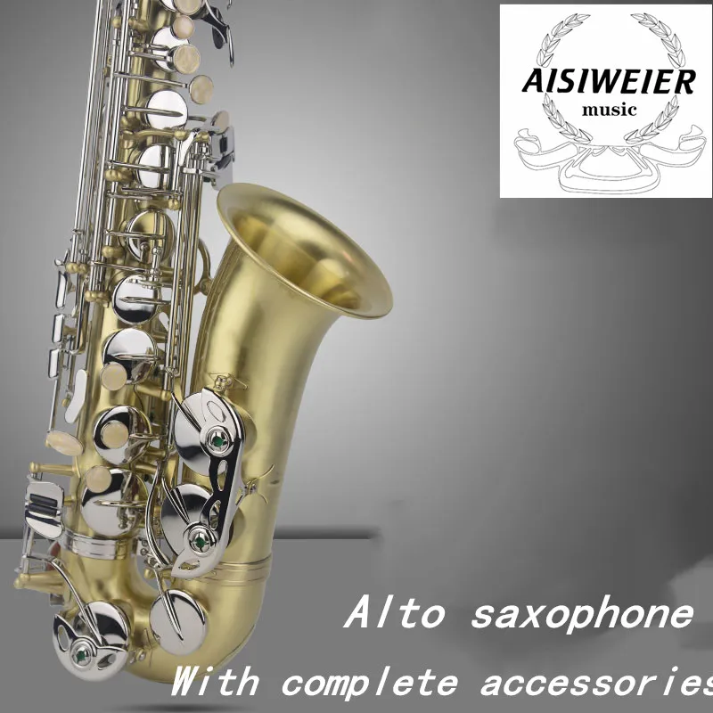 aisiweier Brand NEW Alto Saxophone W037 Nickel Plated Gold Key Super